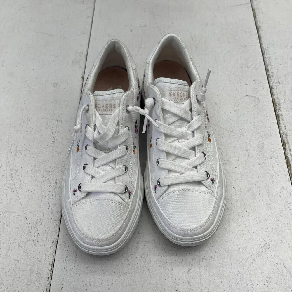 Skechers Air-Cooled Arch Fit Shoes Womens Size 7 White Floral Sneakers Walking - Picture 3 of 10